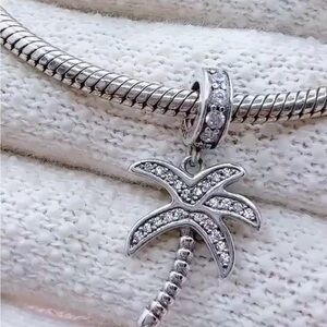 Palm Tree Dangle Charm Coconut Tree Charm S925 Silver Charm For Pandora Bracelet